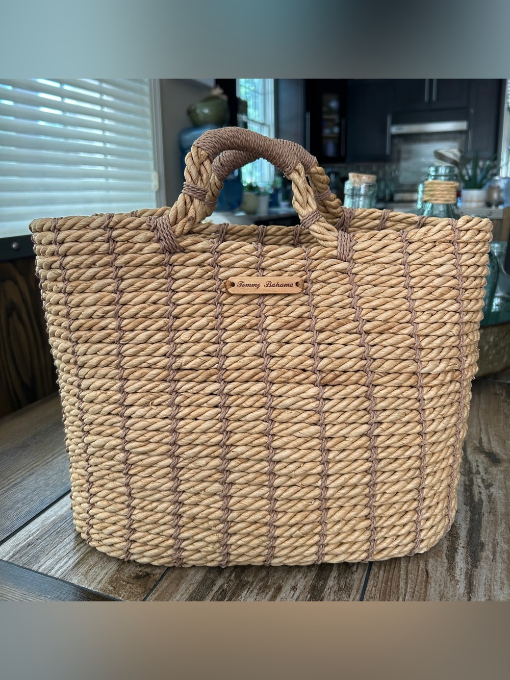 Tommy Bahama Woven Jute Tote Bag